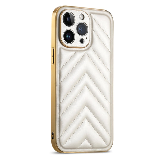 For iPhone 13 Suteni Plating Leather Soft TPU Phone Case(White) - iPhone 13 Cases by Suteni | Online Shopping UK | buy2fix