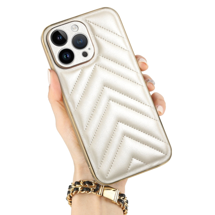 For iPhone 13 Suteni Plating Leather Soft TPU Phone Case(White) - iPhone 13 Cases by Suteni | Online Shopping UK | buy2fix