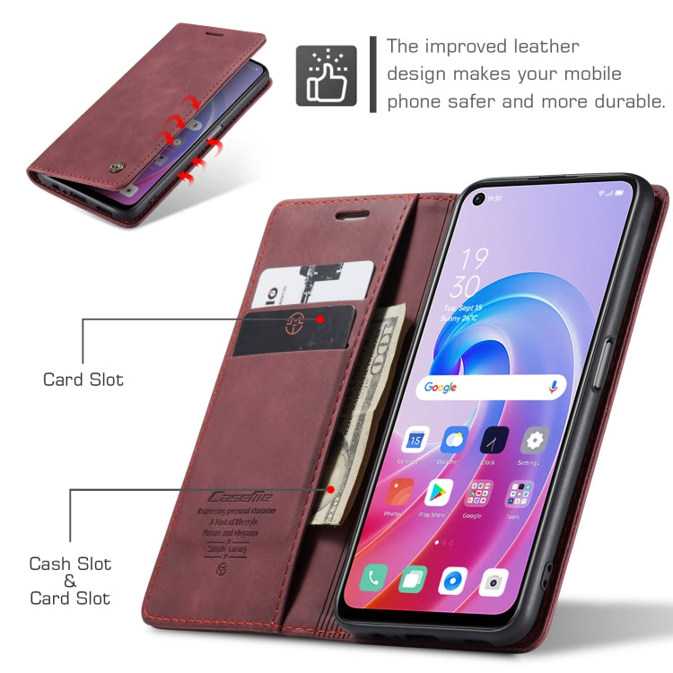 CaseMe 013 Multifunctional Horizontal Flip Leather Phone Case For OPPO A96 4G / A36 4G/A76 4G/K10 4G /Realme 9i 4G (Wine Red) - OPPO Cases by CaseMe | Online Shopping UK | buy2fix