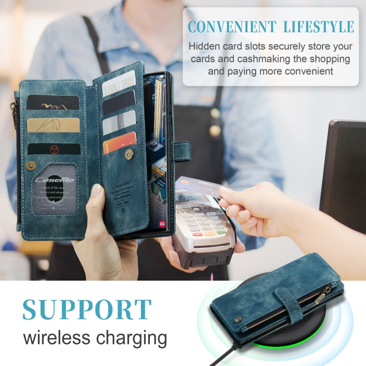 For Samsung Galaxy S23 Ultra 5G CaseMe C30 Multifunctional Leather Phone Case(Blue) by CaseMe