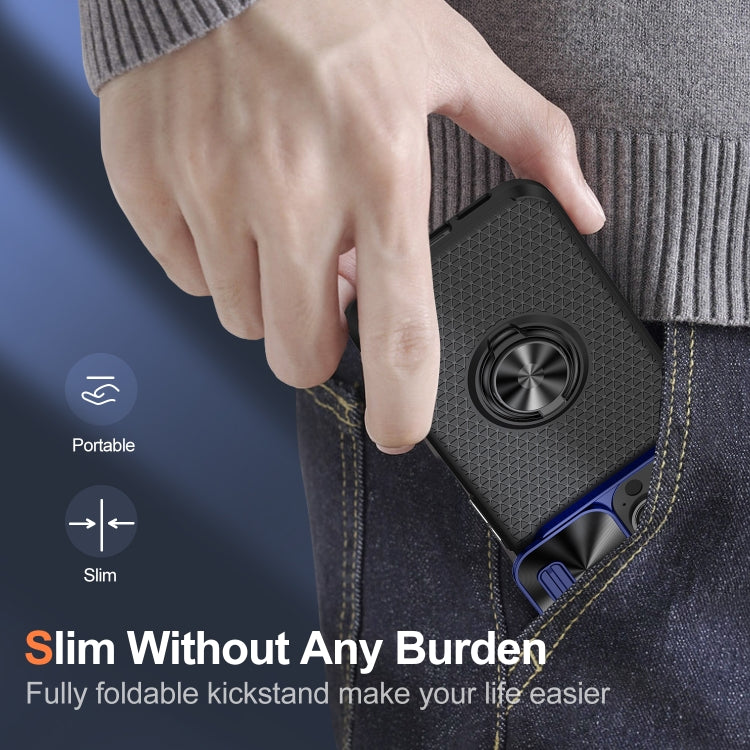 For iPhone 14 Plus Sliding Camshield Armor Phone Case with Ring Holder(Blue Black) - iPhone 14 Plus Cases by buy2fix | Online Shopping UK | buy2fix