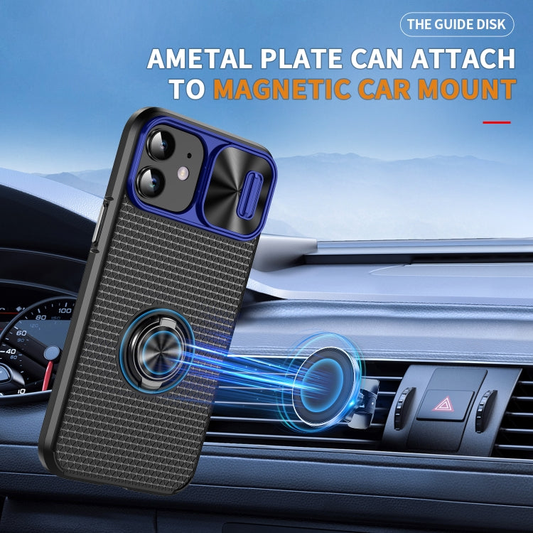 For iPhone 14 Plus Sliding Camshield Armor Phone Case with Ring Holder(Blue Black) - iPhone 14 Plus Cases by buy2fix | Online Shopping UK | buy2fix