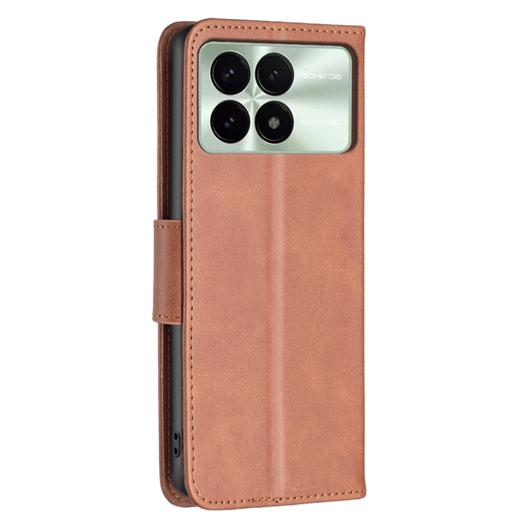 For Xiaomi Redmi K70 / K70 Pro Lambskin Texture Pure Color Flip Leather Phone Case(Brown) - Xiaomi Cases by buy2fix | Online Shopping UK | buy2fix