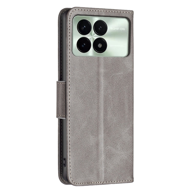 For Xiaomi Redmi K70 / K70 Pro Lambskin Texture Pure Color Flip Leather Phone Case(Grey) - Xiaomi Cases by buy2fix | Online Shopping UK | buy2fix