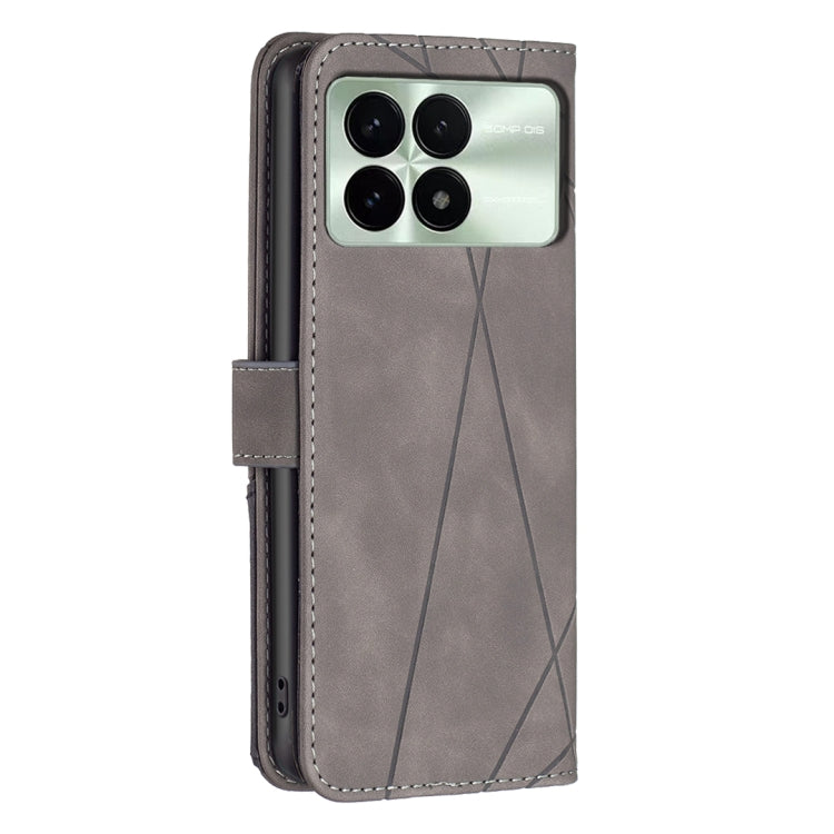 For Xiaomi Redmi K70 / K70 Pro Magnetic Buckle Rhombus Texture Leather Phone Case(Grey) - Xiaomi Cases by buy2fix | Online Shopping UK | buy2fix