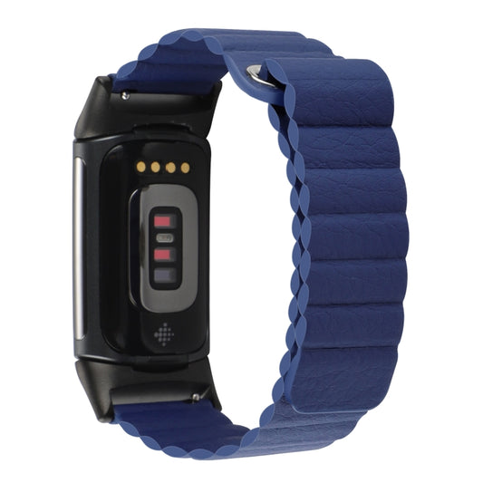 For Fitbit Charge 5 Magnetic Loop Leather Watch Band(Midnight Blue) by buy2fix