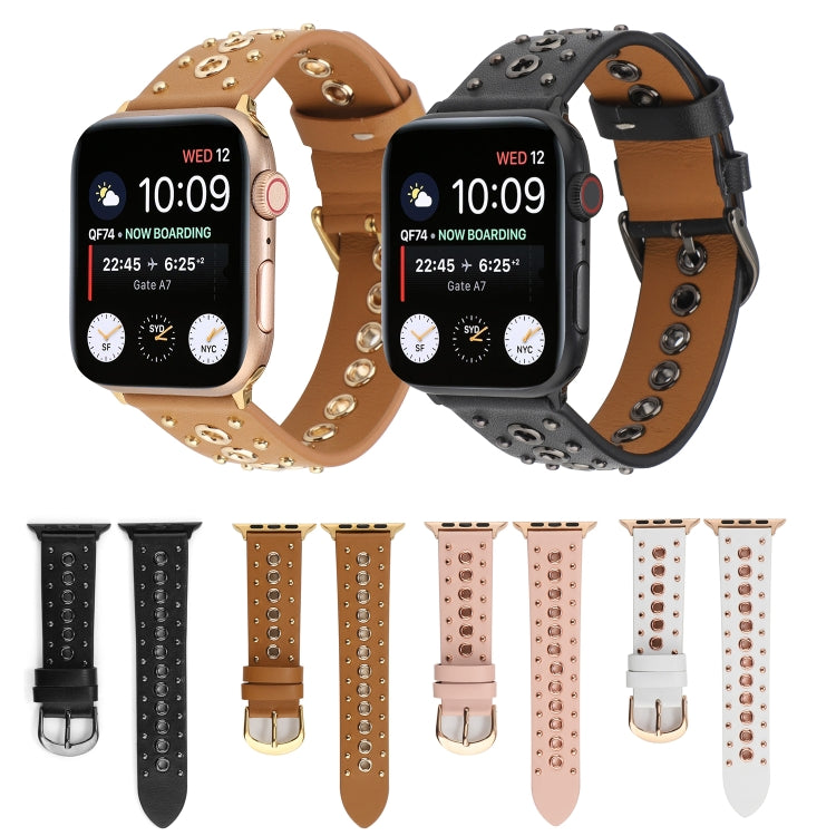 Punk Rivet Genuine Leather Watch Band For Apple Watch Ultra 49mm&Watch Ultra 2 49mm / Series 9&8&7 45mm / SE 3&SE 2&6&SE&5&4 44mm / 3&2&1 42mm(White) by buy2fix
