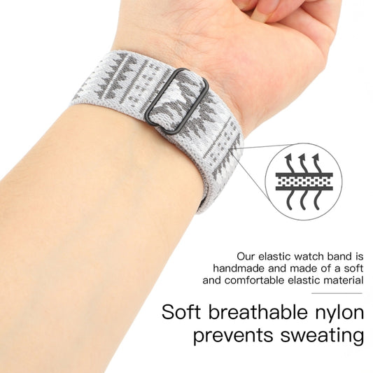 Ethnic Style Buckle Elastic Watch Band For Apple Watch Ultra 49mm&Watch Ultra 2 49mm / Series 9&8&7 45mm / SE 3&SE 2&6&SE&5&4 44mm / 3&2&1 42mm(Grey-white Diagonal Triangle) by buy2fix