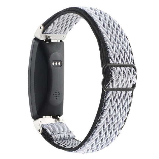 For Fitbit Inspire 2 Buckle Wave Braided Nylon Watch Band(White Black) by buy2fix