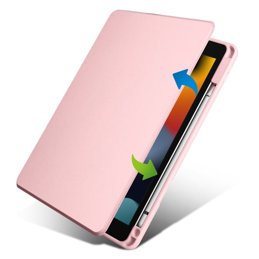 For iPad 10.2 2022 / 2021 / 2020 / 2019 Acrylic 360 Degree Rotation Holder Tablet Leather Case(Sand Pink) - iPad 10.2 Cases by buy2fix | Online Shopping UK | buy2fix