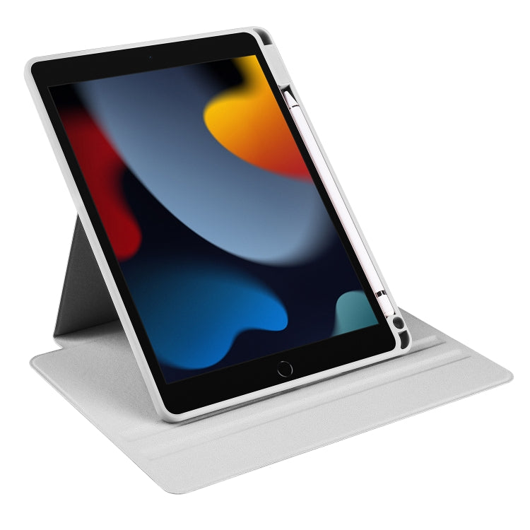 For iPad 10.2 2022 / 2021 / 2020 / 2019 Acrylic 360 Degree Rotation Holder Tablet Leather Case(Fog Grey) - iPad 10.2 Cases by buy2fix | Online Shopping UK | buy2fix