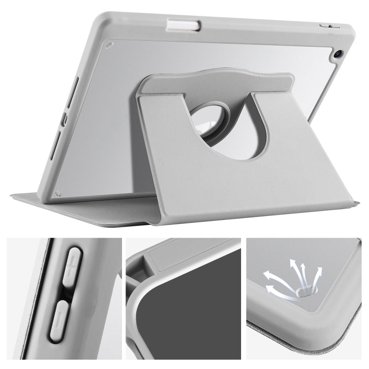 For iPad 10.2 2022 / 2021 / 2020 / 2019 Acrylic 360 Degree Rotation Holder Tablet Leather Case(Fog Grey) - iPad 10.2 Cases by buy2fix | Online Shopping UK | buy2fix