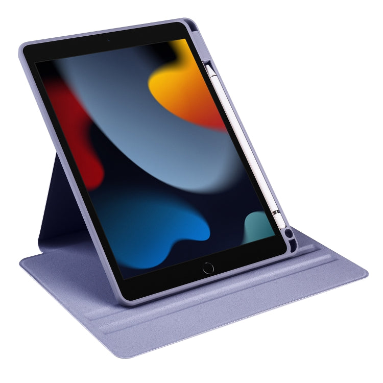 For iPad 10.2 2022 / 2021 / 2020 / 2019 Acrylic 360 Degree Rotation Holder Tablet Leather Case(Lavender Purple) - iPad 10.2 Cases by buy2fix | Online Shopping UK | buy2fix