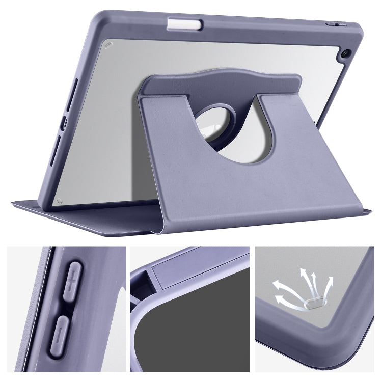 For iPad 10.2 2022 / 2021 / 2020 / 2019 Acrylic 360 Degree Rotation Holder Tablet Leather Case(Lavender Purple) - iPad 10.2 Cases by buy2fix | Online Shopping UK | buy2fix