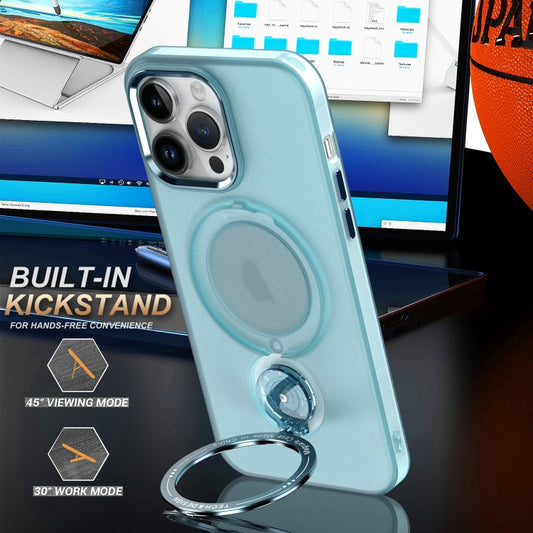 For iPhone 13 360 Degree Rotation Holder MagSafe Magnetic Phone Case(Light Blue) by buy2fix