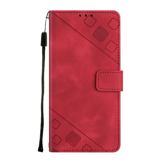 For OnePlus 11 Skin-feel Embossed Leather Phone Case(Red) by buy2fix
