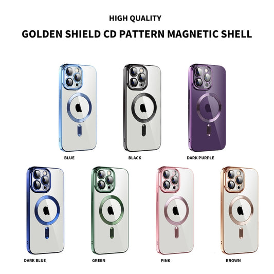 For iPhone 13 CD Texture Plating TPU MagSafe Phone Case with Lens Film(Black) by buy2fix