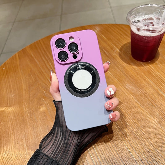 For iPhone 13 Pro Max Gradient Skin Feel MagSafe Magnetic Phone Case(Purple + Grey) by buy2fix