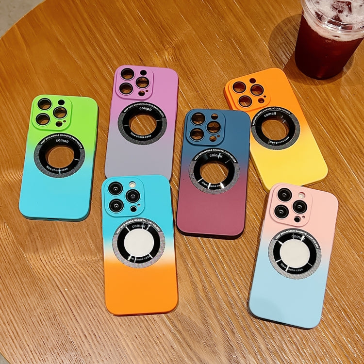 For iPhone 11 Gradient Skin Feel MagSafe Magnetic Phone Case(Orange + Yellow) by buy2fix