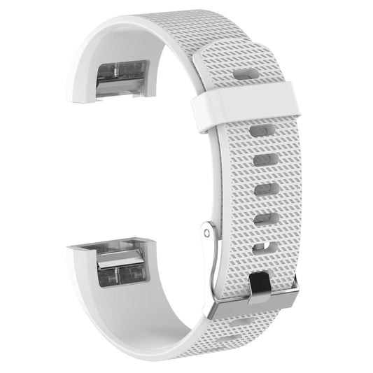 For Fitbit Charge 2 Common Texture Silicone Watch Band with Buckle, Size:S(White) by buy2fix