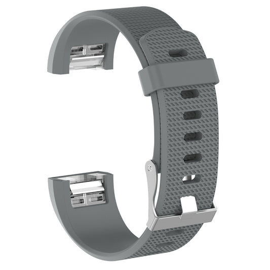 For Fitbit Charge 2 Common Texture Silicone Watch Band with Buckle, Size:S(Grey) by buy2fix