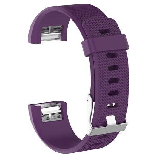 For Fitbit Charge 2 Common Texture Silicone Watch Band with Buckle, Size:S(Purple) by buy2fix