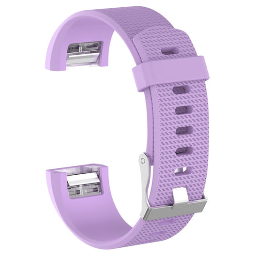 For Fitbit Charge 2 Common Texture Silicone Watch Band with Buckle, Size:L(Light Purple) by buy2fix