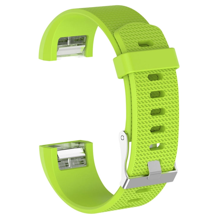 For Fitbit Charge 2 Common Texture Silicone Watch Band with Buckle, Size:L(Lime Green) - Watch Bands by buy2fix | Online Shopping UK | buy2fix
