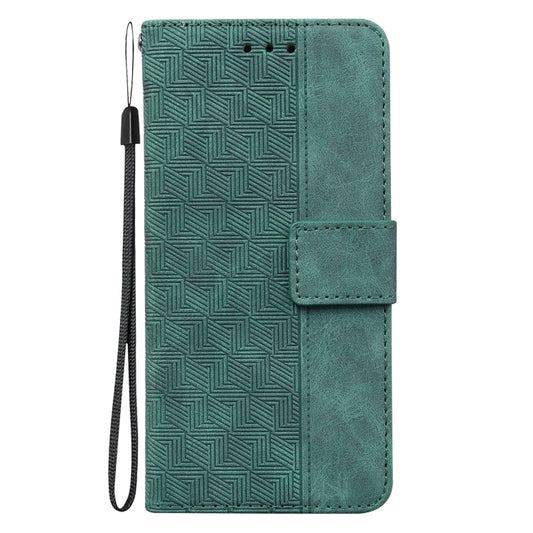 For OnePlus 11 Geometric Embossed Leather Phone Case(Green) by buy2fix