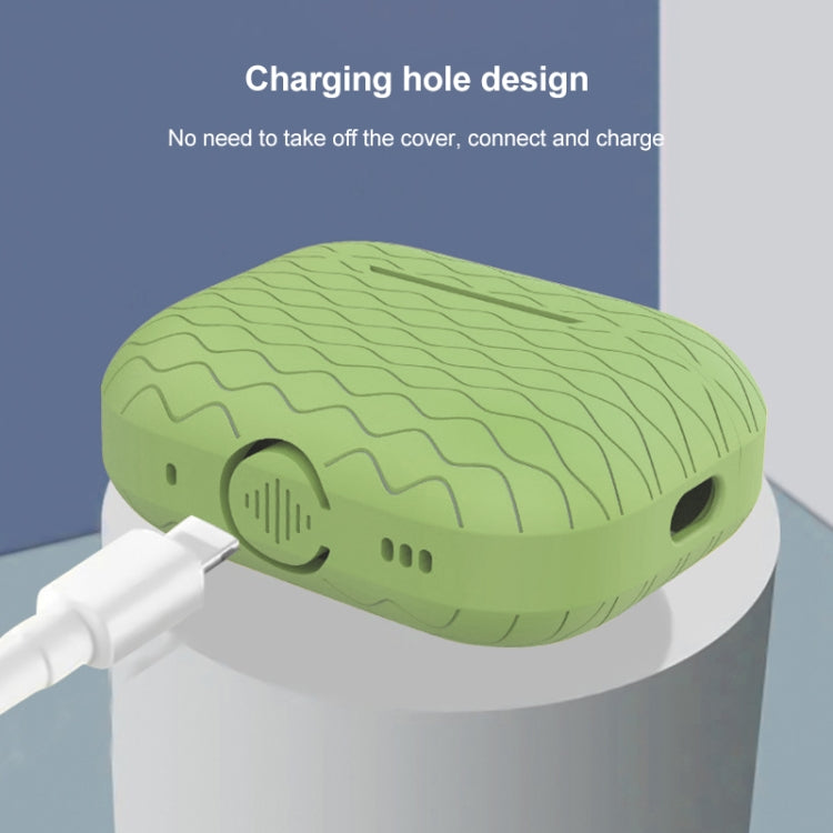 For AirPods Pro 2 Wave Pattern Silicone Earphone Case(Dark Green) by buy2fix