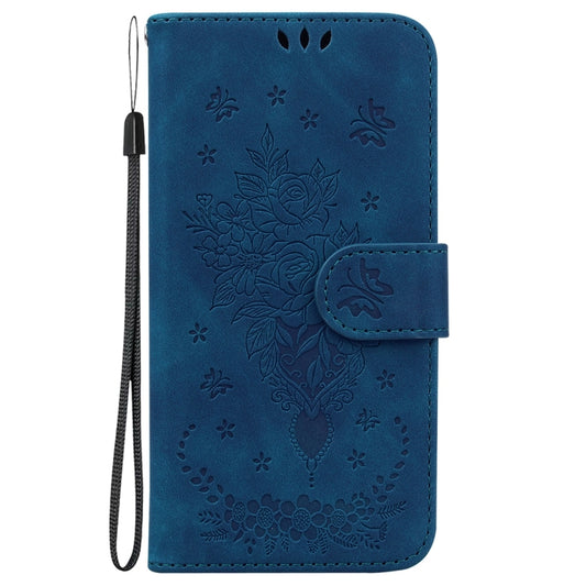 For OnePlus 11 Butterfly Rose Embossed Leather Phone Case(Blue) by buy2fix