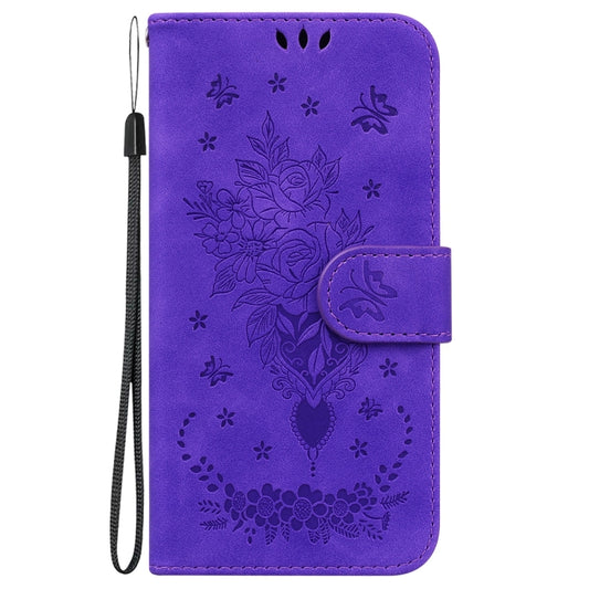For OnePlus 11 Butterfly Rose Embossed Leather Phone Case(Purple) by buy2fix