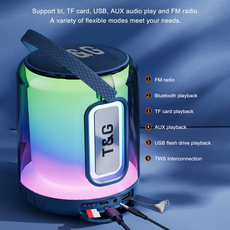 T&G TG376 360 Degree Full Screen LED Light RGB Multicolor Wireless Bluetooth Speaker Subwoofer(Grey) - Desktop Speaker by T&G | Online Shopping UK | buy2fix