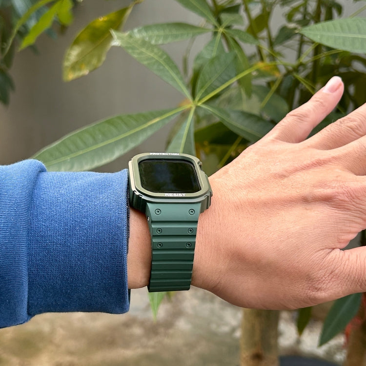 Silicone Integrated Frame Watch Band For Apple Watch Ultra 49mm(Green) by buy2fix