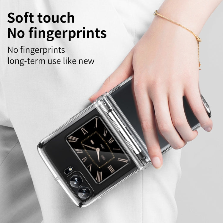 For Motorola Razr 2022 Macaron Three-piece Set Phone Case with Stylus(Transparent) by buy2fix