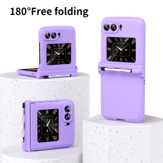 For Motorola Razr 2022 Macaron Three-piece Set Phone Case with Stylus(Purple) by buy2fix