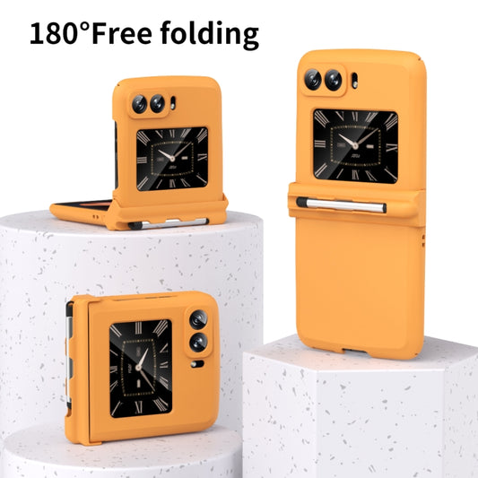 For Motorola Razr 2022 Macaron Three-piece Set Phone Case with Stylus(Orange) by buy2fix