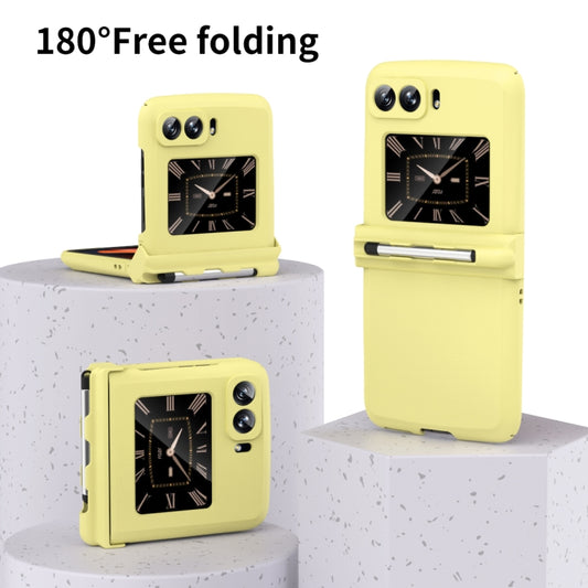 For Motorola Razr 2022 Macaron Three-piece Set Phone Case with Stylus(Yellow) by buy2fix