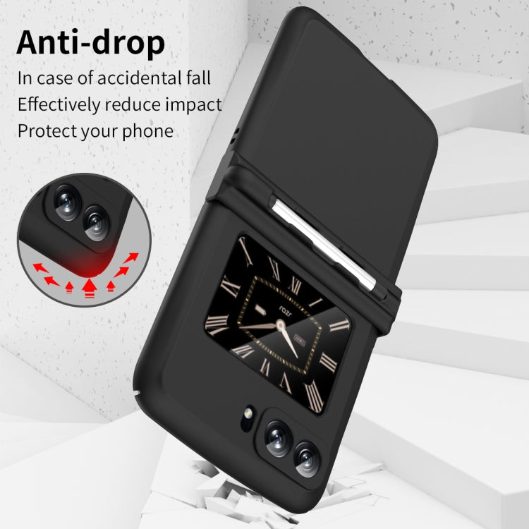 For Motorola Razr 2022 Macaron Three-piece Set Phone Case with Stylus(Black) - Motorola Cases by buy2fix | Online Shopping UK | buy2fix