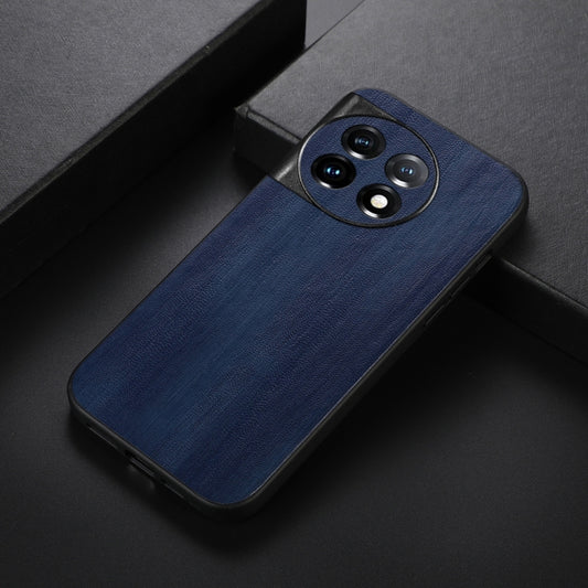 For OnePlus 11 Yellow Cow Texture PU Phone Case(Blue) by buy2fix