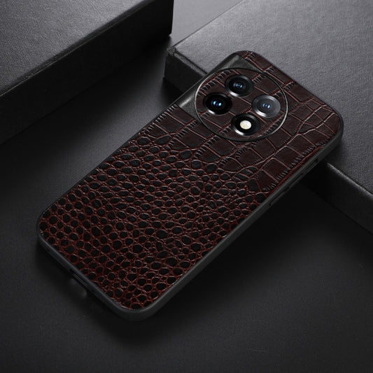 For OnePlus 11 Crocodile Texture Genuine Leather Phone Case(Coffee) by buy2fix