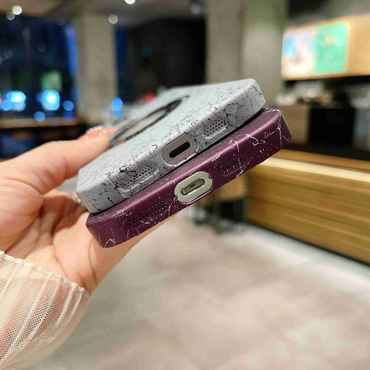 For iPhone 14 Marble Pattern MagSafe PC Phone Case(Purple) by buy2fix
