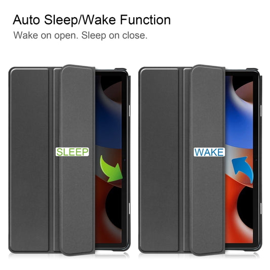 For Blackview Oscal Pad 10 Custer Pure Color 3-Fold Holder Smart Leather Tablet Case(Black) by buy2fix