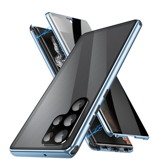 For Samsung Galaxy S23 Ultra 5G Anti-peeping Magnetic Double-sided Tempered Glass Phone Case(Blue) by buy2fix
