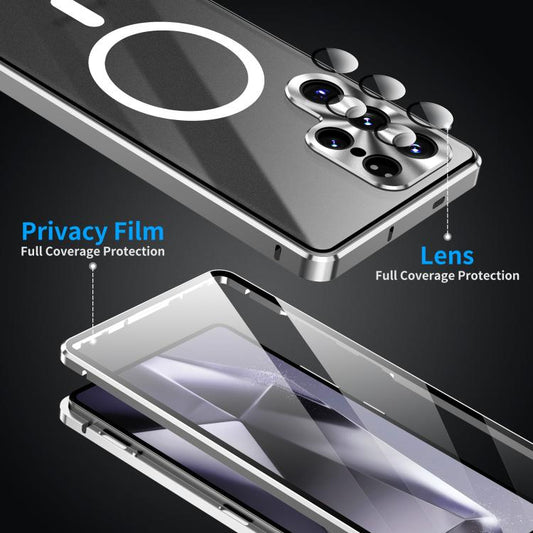 For Samsung Galaxy S25 Ultra 5G HD Full Cover Magsafe Magnetic Metal Tempered Glass Phone Case(Black) - Galaxy S25 Ultra 5G Cases by buy2fix | Online Shopping UK | buy2fix