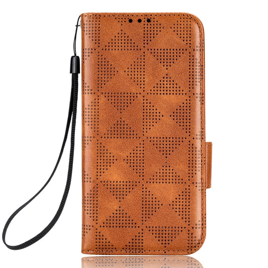 For OnePlus 11 5G Symmetrical Triangle Leather Phone Case(Brown) by buy2fix