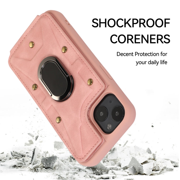 For iPhone 14 Plus Armor Ring Wallet Back Cover Phone Case(Pink) - iPhone 14 Plus Cases by buy2fix | Online Shopping UK | buy2fix