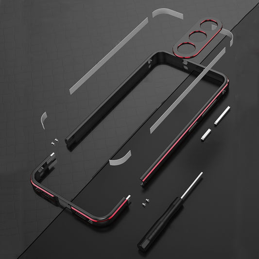 For Samsung Galaxy S23 Ultra 5G Aurora Series Lens Protector + Metal Frame Phone Case(Black Silver) - Galaxy S23 Ultra 5G Cases by buy2fix | Online Shopping UK | buy2fix