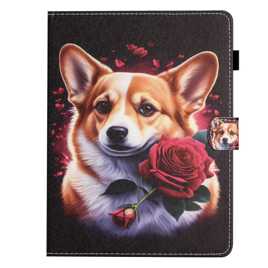 For 10 inch Coloured Drawing Stitching Leather Tablet Case(Corgi) - 10 - 11 inch by buy2fix | Online Shopping UK | buy2fix
