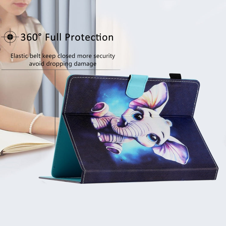 For 10 inch Coloured Drawing Stitching Leather Tablet Case(Elephant) - 10 - 11 inch by buy2fix | Online Shopping UK | buy2fix
